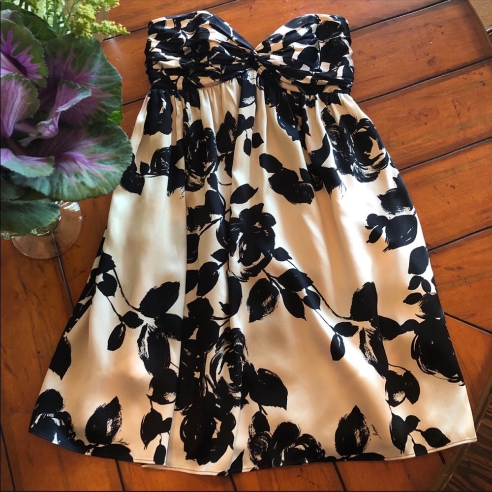 Milly silk strapless cocktail floral dress